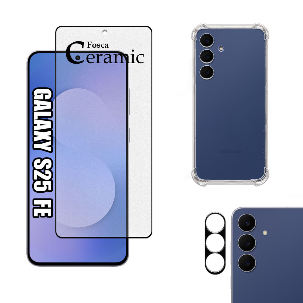 KIT Para Samsung Galaxy S25 Fe - Película Fosca de Cerâmica 9D - Capa - Câmera em Oferta na Shopee