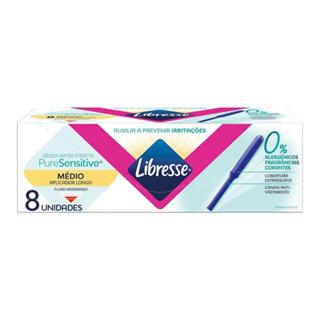 Absorvente Interno Libresse com Aplicador Longo Pure Sensitive Médio com 8 Unidades em Oferta na Shopee