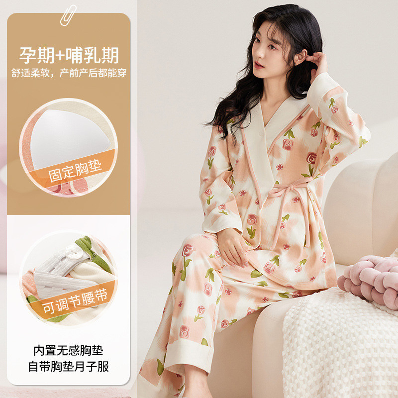 Xiyue novo estilo de manga comprida imitação de algodão roupas de confinamento com almofada de peito fixa estilo quimono