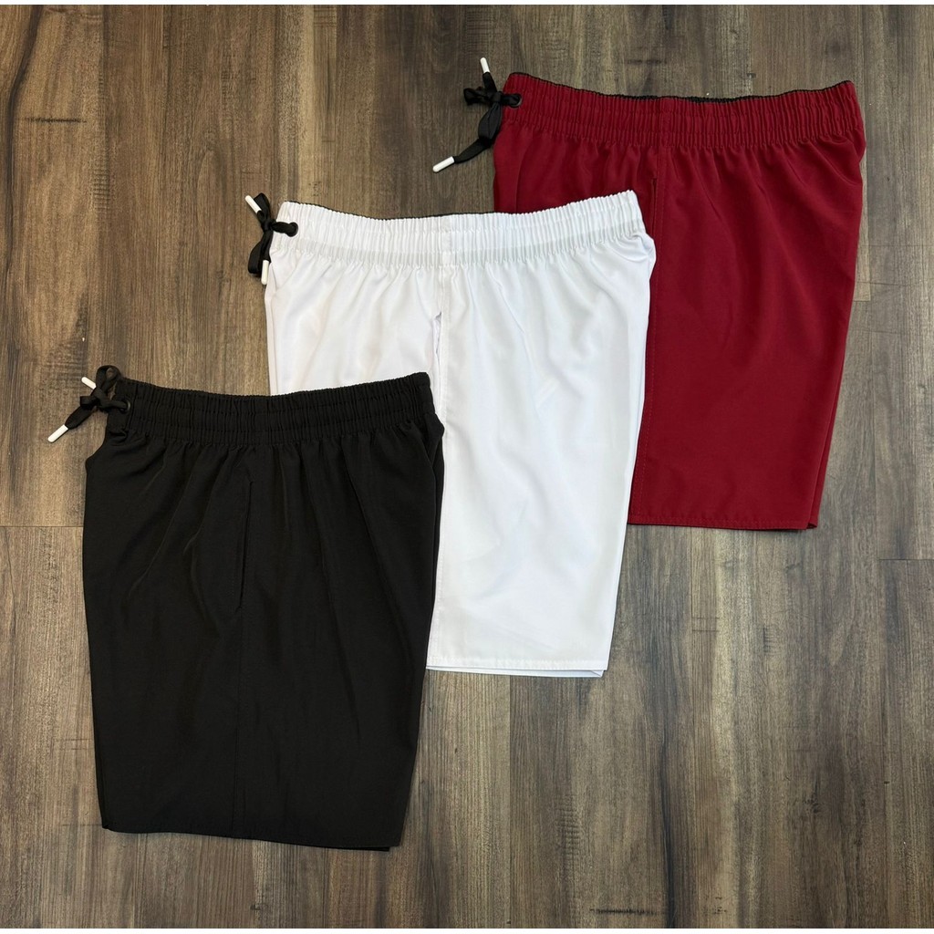 Kit 3 Shorts De Elastano de Treino Piscina Praia Corrida Bermuda Tactel Calção - Envio Imediato