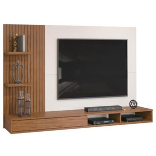 Painel Para TV 1,90m Até 60 Polegadas Detalhe Frisado Com Nichos Abel Madeirado/Off White em Oferta na Shopee