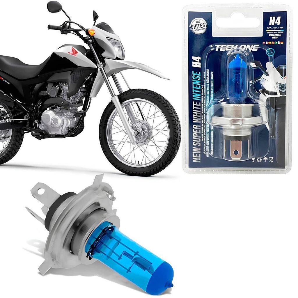 Lâmpada Moto H4 Super Branca 8500k 35W 12V Bros 160 até 2026 em Oferta na Shopee
