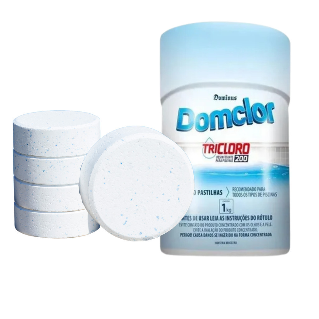 Kit 5 Pastilhas de Cloro DomClor 200g Piscina em Oferta na Shopee