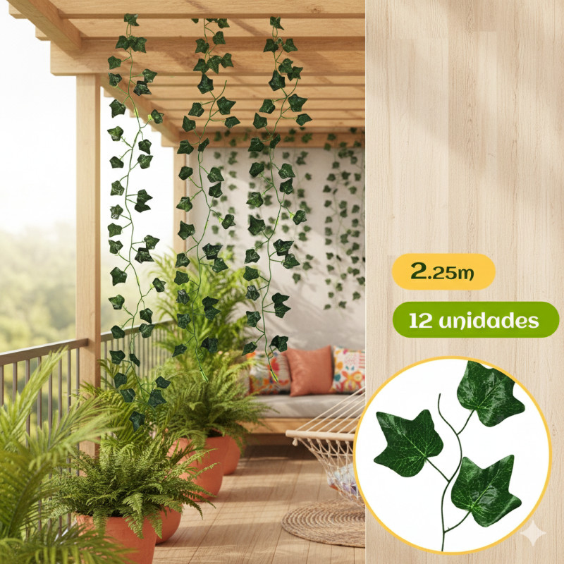 Trepadeira Artificial Verde 2 Metros Decoração Folhagem Grande e Pequena em Oferta na Shopee