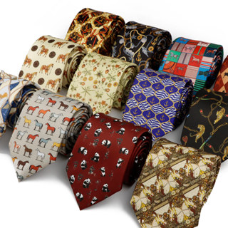 Clássico Panda Cavalo Padrão Poliéster 8cm Gravata Masculina Feminino Vermelho Azul Preto Escritório Festa De Negócios A em Oferta na Shopee