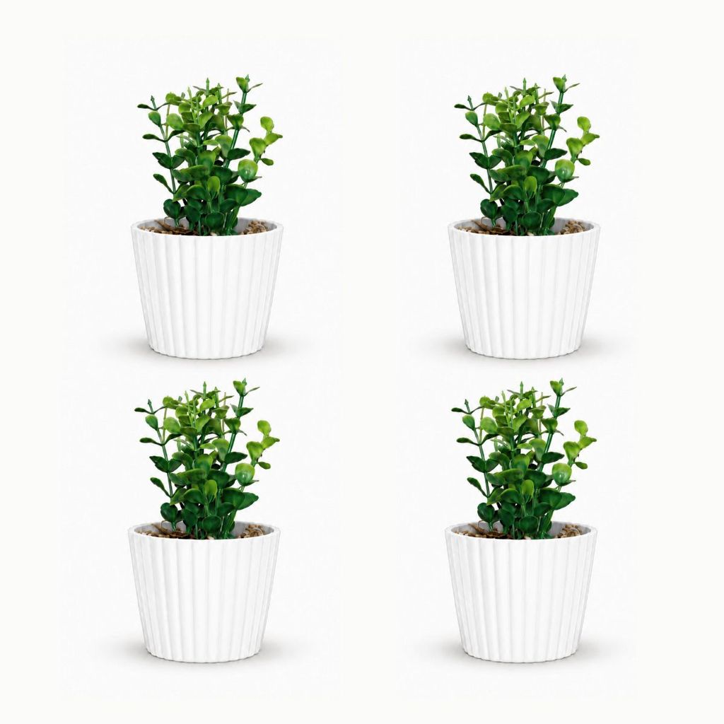 Kit 4 Vasos Vasinhos Decorativos com Eucalipto Artificial para Casa
