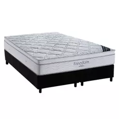 Cama Box Queen: Colchão Molas Ensacadas Ortobom SuperPocket Freedom Visco + Base CRC Suede Black(158x198)