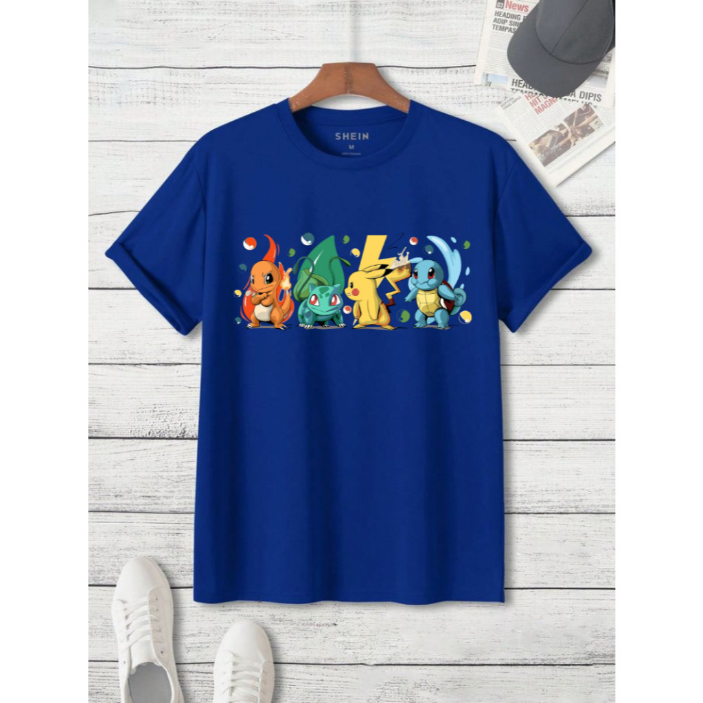 Camiseta Pokémon Infantil E Adulto Pikachu Desenho Criança Camisa Casual Algodão Menino Menina Black Friday