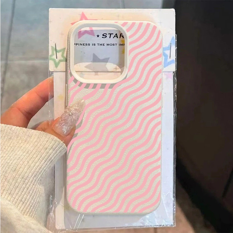 Invólucro Para Samsung A57 A17 A36 A37 A06 A15 A56 A55 A35 A54 A26 4G A25 A52 A16 Rosa Linha Ondulada Silicone Capa À Pr