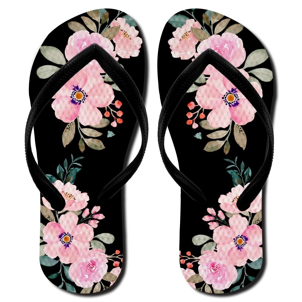 Chinelo feminino estampado floral leve confortável antiderrapante, chinelo de dedo feminino Ideal para qualquer estação