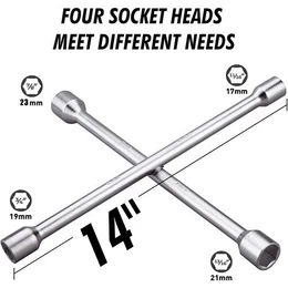Chave De Roda Cruz 17-19-21-23mm Profissional 4 Bocas Universal Ferramentas Pronta Entrega