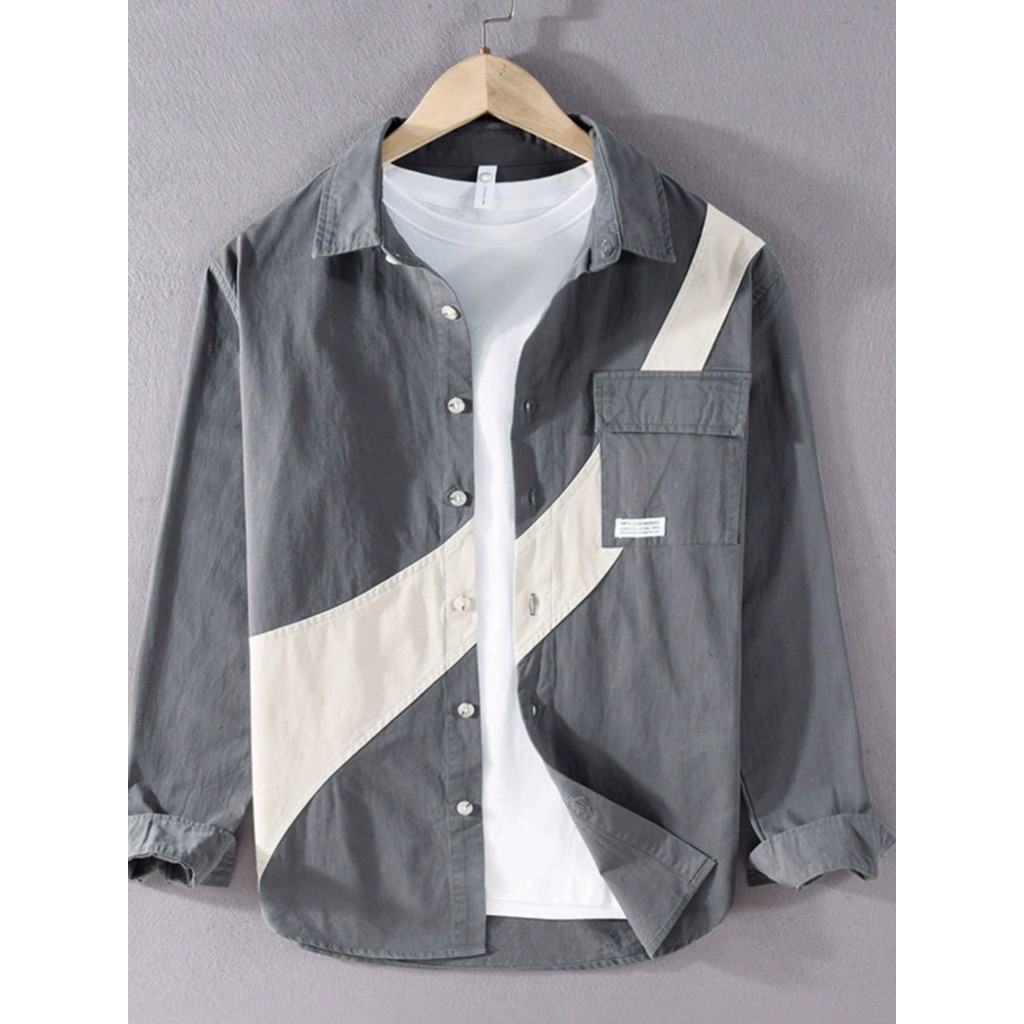 Camisa masculina de manga comprida 2024 roupas Design na moda jaqueta masculina primavera outono camisa masculina topo r