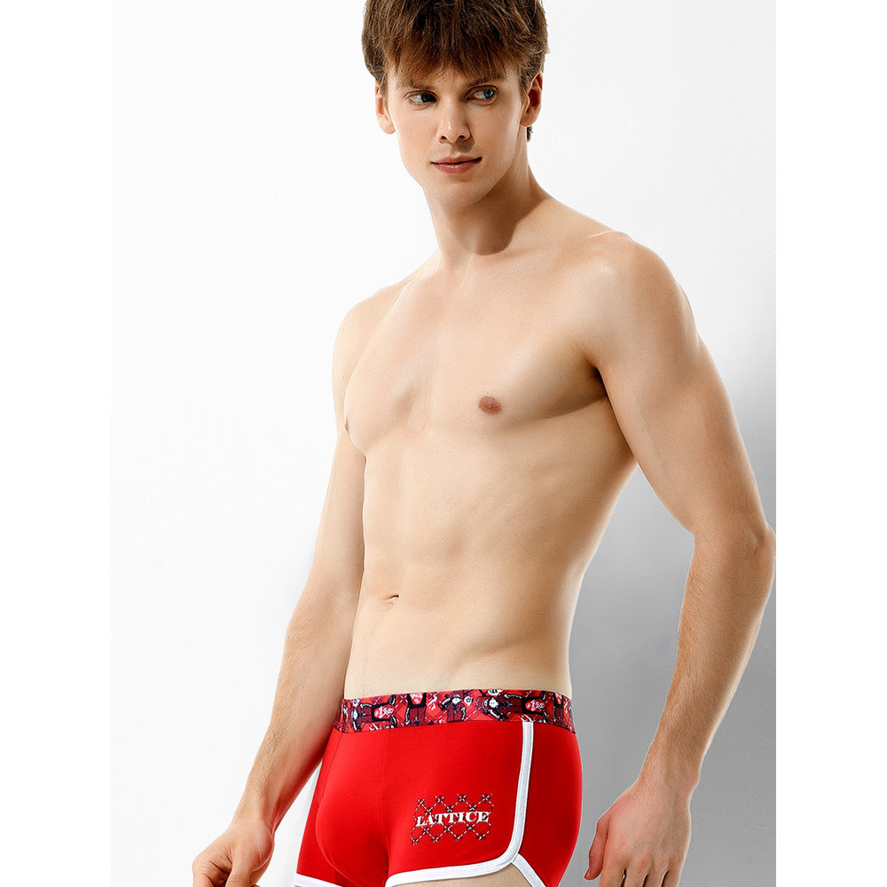 Roupa interior masculina verão fino algodão boxer Shorts esportes tendência sorte roupa interior