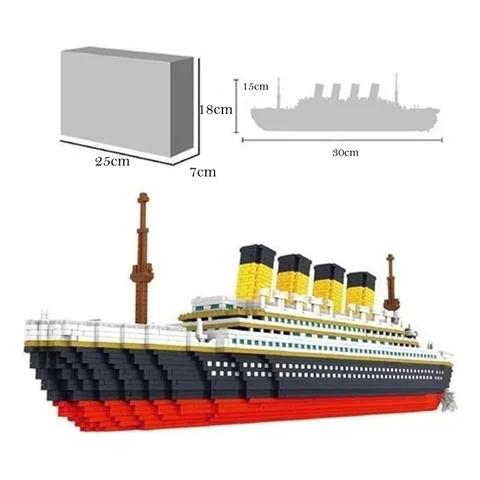 Bloco de Montar Titanic M22 em Micropeças com Base para Exposição