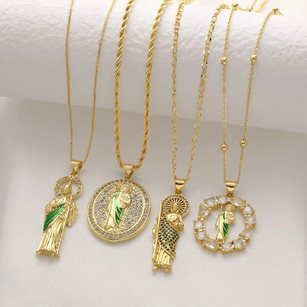 Colar verde San Uda, estilo feminino, amuleto de cristal CZ, joias banhadas a ouro nker45 GWM5 MKVI