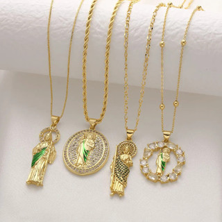 Colar verde San Uda, estilo feminino, amuleto de cristal CZ, joias banhadas a ouro nker45 GWM5 MKVI