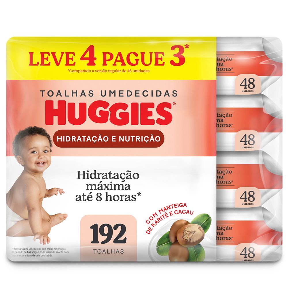 Lenços Huggies Hidratação e Nutrição Contra Assaduras 4x48 Unidades