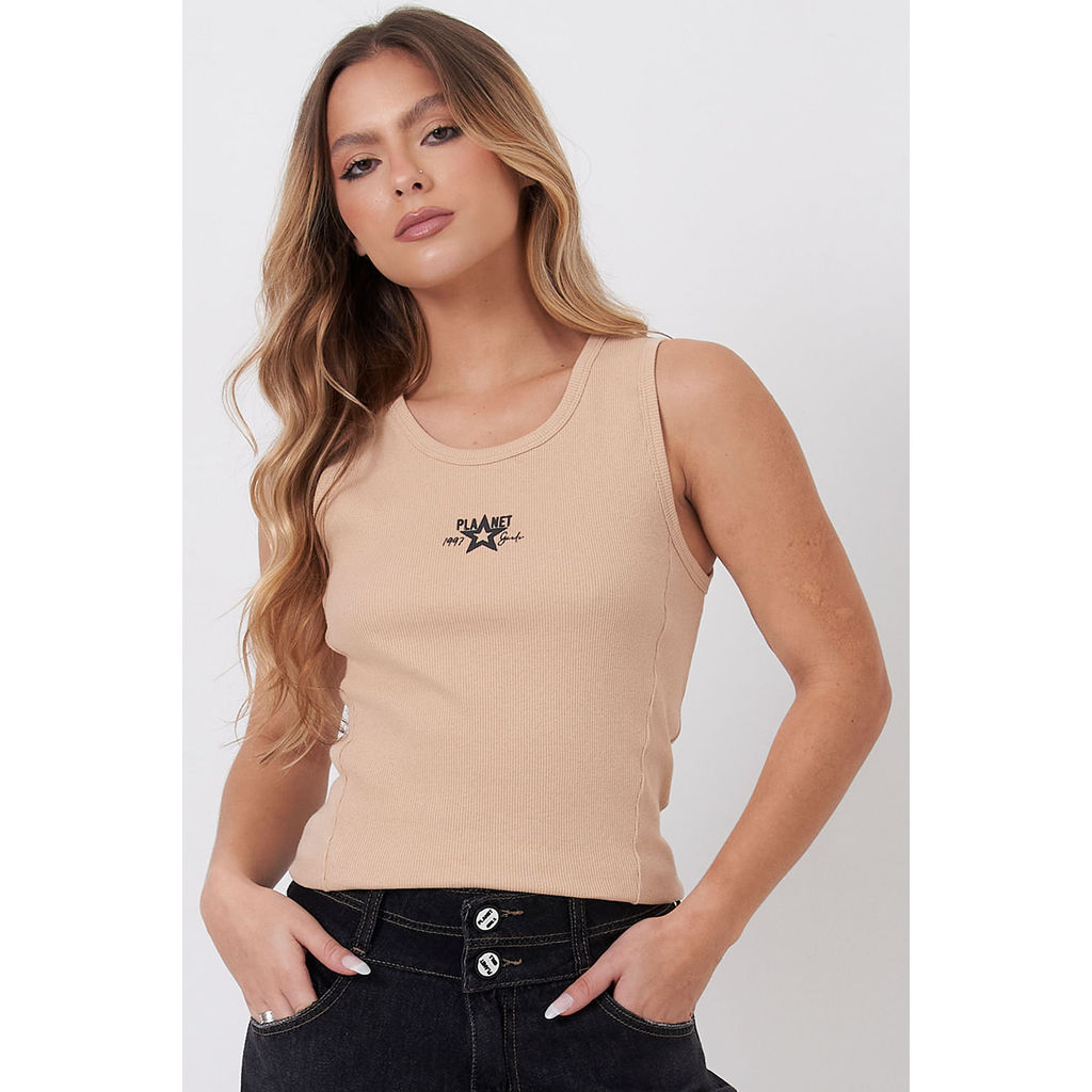Regata Feminina Cropped 1997 Planet Girls Marrom Médio