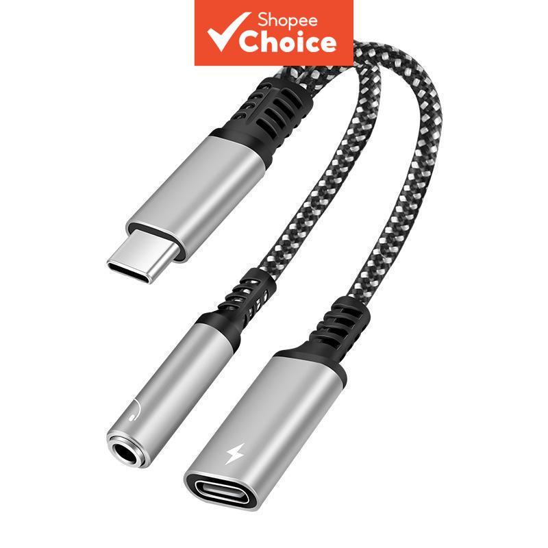 Cabo Adaptador de Áudio Tipo C para Jack de 3,5 mm 2 em 1 Conversor USB C para Carga e Áudio para iPad Pro
