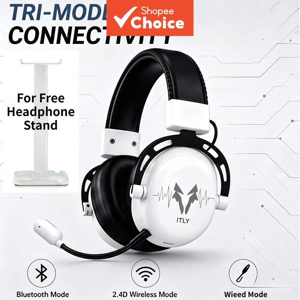 Fones De Ouvido ITLY H200 Para Jogos 53 Mm Driver Surround Sound Com Cancelamento De Ruído Removível Microfone Bluetooth