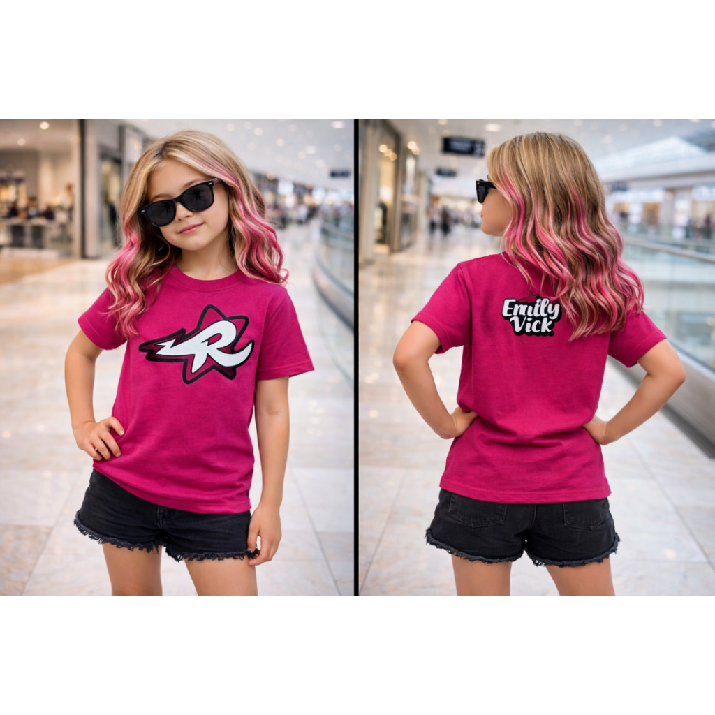 Camiseta Infantil Feminina E Masculina Os Rosa Emily Vick Com Estampa Exclusiva Dos Novos Elementos Colorida