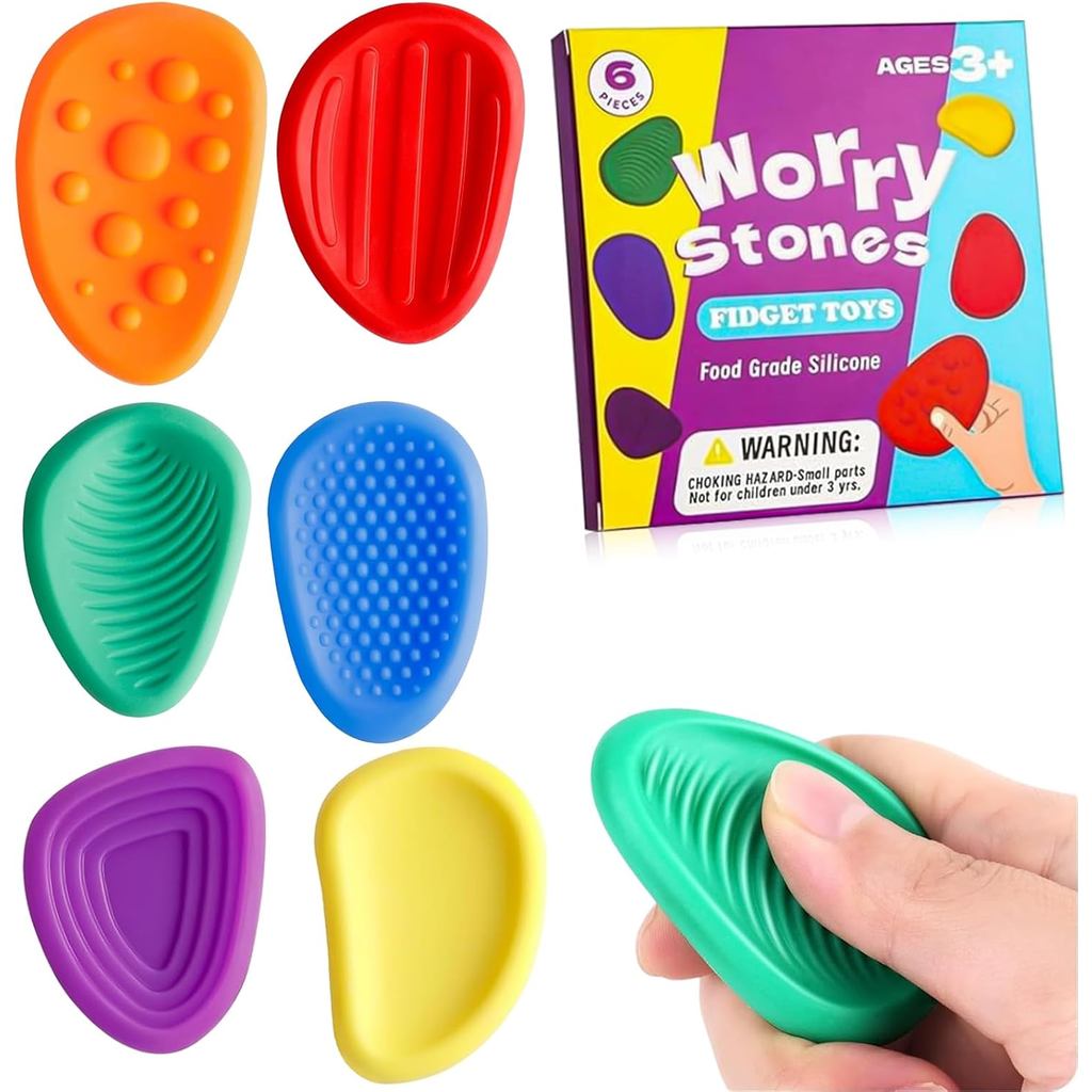 6 Brinquedos Sensoriais Antiestresse - Pedras Sensoriais - Brinquedos Antiestresse para Adultos - Perfeitos para manter