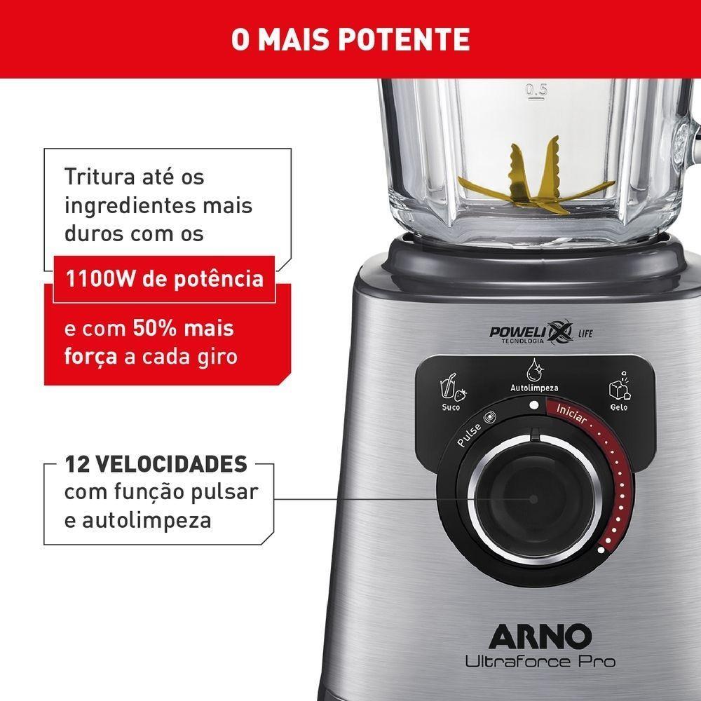 Liquidificador Arno LN93 Ultraforce Pro Inox Jarra de Vidro 2L 1100W 127V · foto 2