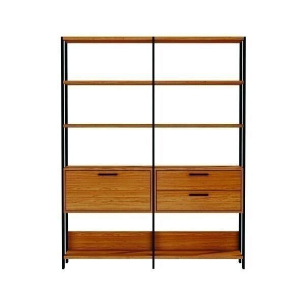 Estante de Livros Industrial 100% MDF 144CMX185CM 1 Porta 2 Gavetas Marrom/Freijó/Preto Freijó/Preto Fosco · foto 2