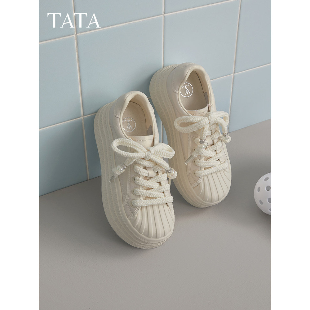 TATA Hehe sapatos brancos de sola grossa feminino outono novo estilo respirável tênis sapatos femininos Commuter sapatos