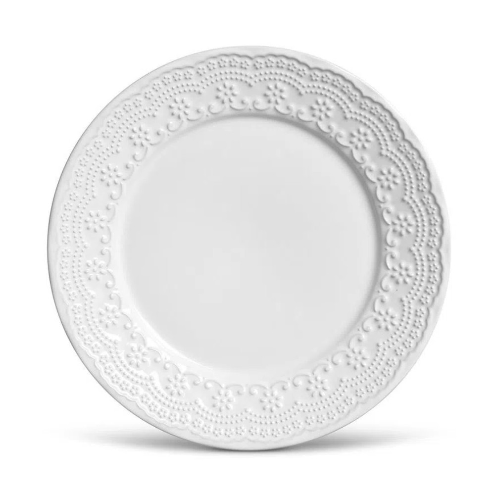 Conj. 6 Pratos Rasos Madeleine 26cm Branco - Porto Brasil