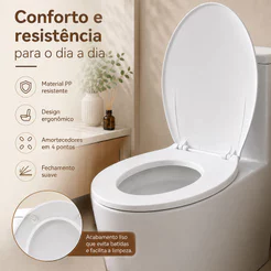 Assento Sanitário PP Branco Tampa de Vaso Resistente Confortável