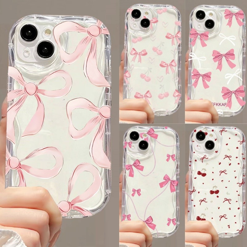 Capa Para Samsung A57 A56 A17 A07 A27 A37 A36 A26 A06 A16 5G Arco Rosa Cereja Amor Coração Caixa De Telefone