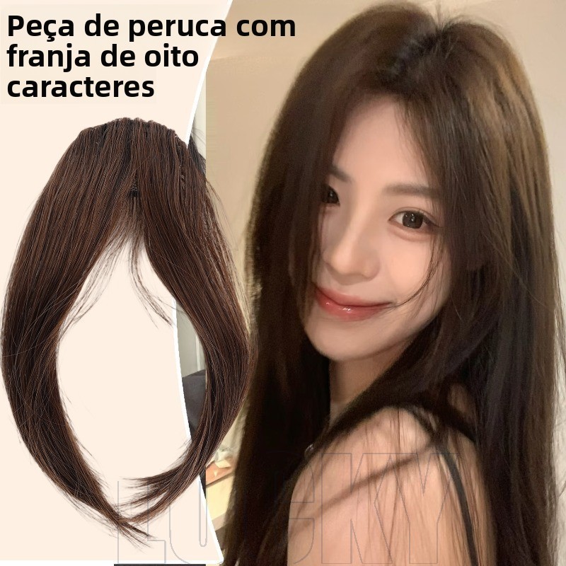 Peruca De Franja De Oito Caracteres-Cabelo De Clourse Invisível Natural-Falsa Na Testa-Peça De Com Clipe-Extensão-Ferram