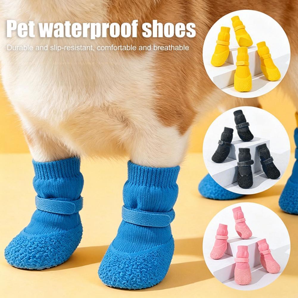 Meias Antiderrapantes Para Cães , Calçados Respiráveis 4 Peças , Sapatos Pequenos , Macios , Botas Cachorros , Protetore