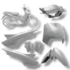 KIT CARENAGEM BIZ 100+ 1998-2005 - 5 PCS - PRATA FORCE