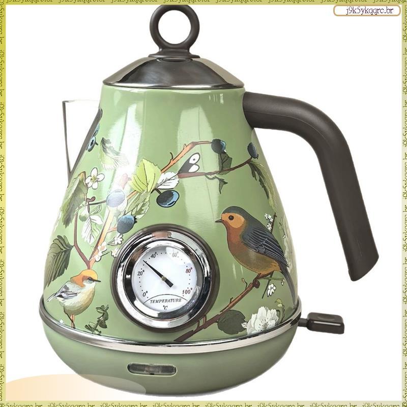 [Elqn] Chaleira Elétrica Estilo Retrô 1.7L 1850W Bule De Aço Inoxidável Função De Desligamento Automático Decalques Feit