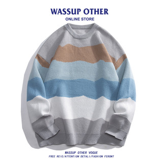 WASSUP OUTRO Suéter japonês retrô Tie-Dye gradiente masculino outono inverno suéter solto suéter masculino