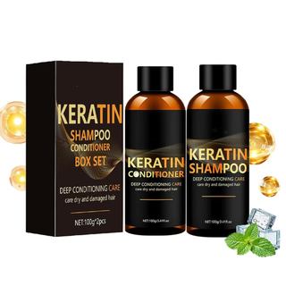 Conjunto de Shampoo e Condicionador de Queratina, Kit de Cuidados Capilares para Viagem para Cabelos Danificados, Hidrat