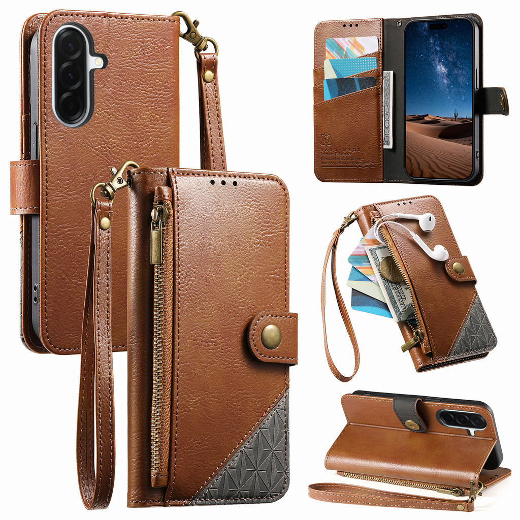 Moda Zíper Cartões Carteira De Couro Caso Telefone Para Samsung Galaxy S26 Ultra S25 S24 S23 S22 A07 A17 A37 A57 A06 Cin