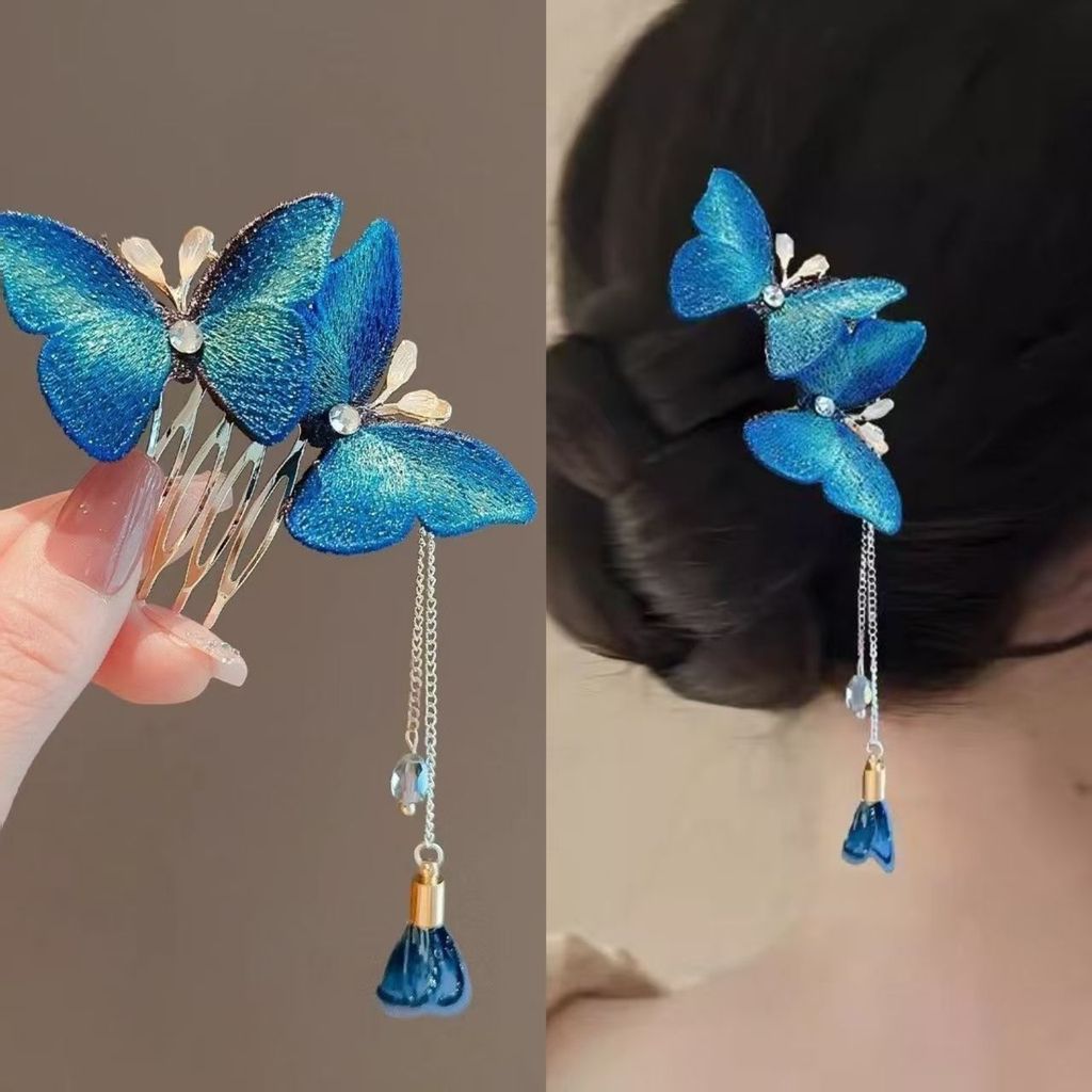 Pente de cabelo borboleta acessórios de cabelo de alta qualidade moda feminina grampo de cabelo criativo borla acessório