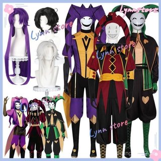 THE FREAK CIRCUS Fantasia de Joker PIERROT HARLEQUIN Conjunto de Peruca para Cosplay de Bobo Traje de Carnaval 32J7