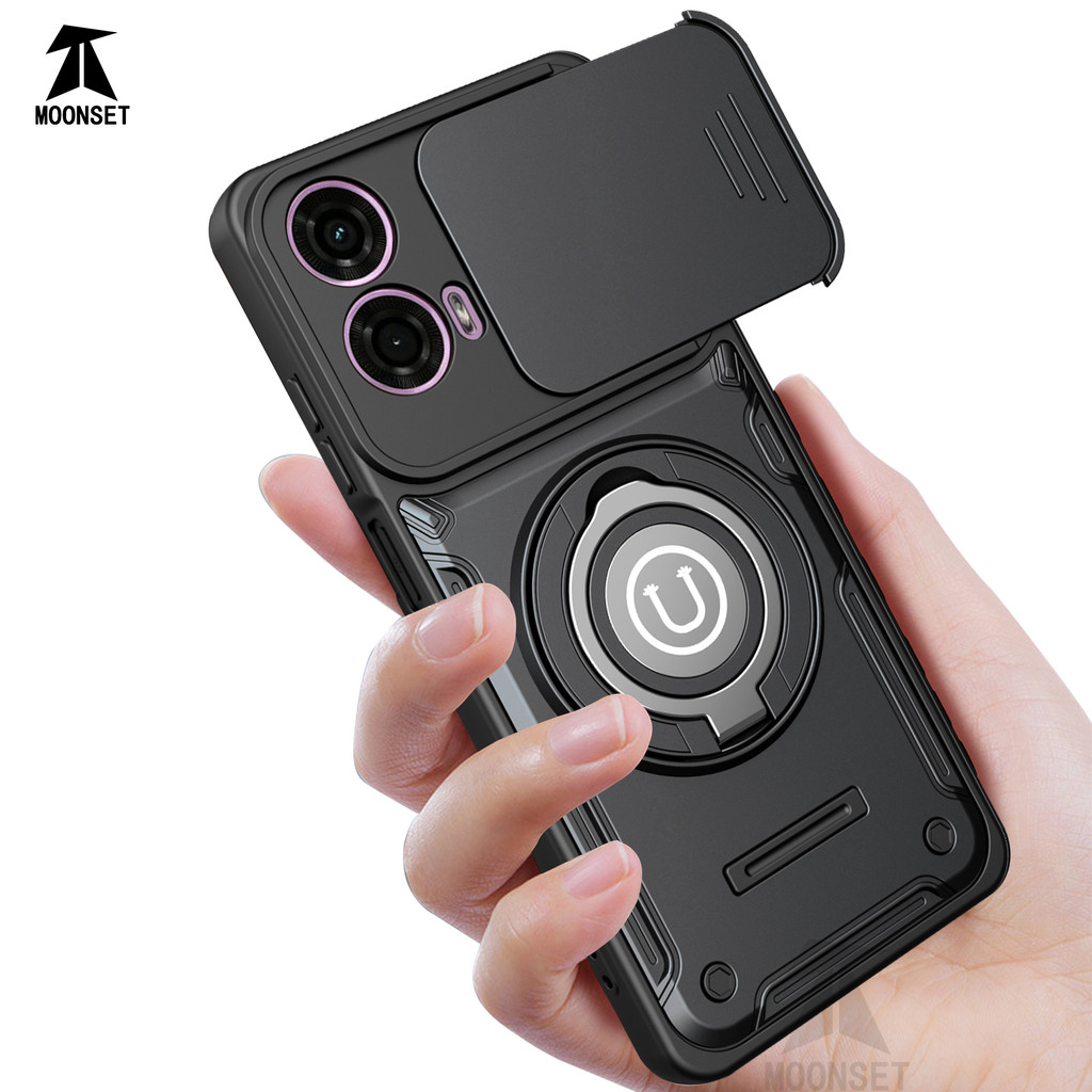 Para Motorola Moto G04/G24/E14 Caso Protetor De Lente Deslizante Suporte De Anel