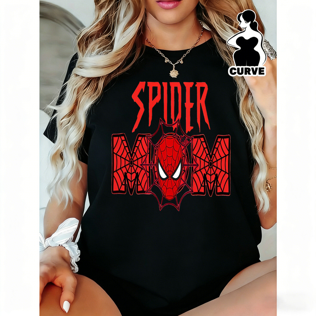 Camiseta Feminina Homem Aranha Vermelho e Preto Estampa Moderna Estilosa Confortável Tendência