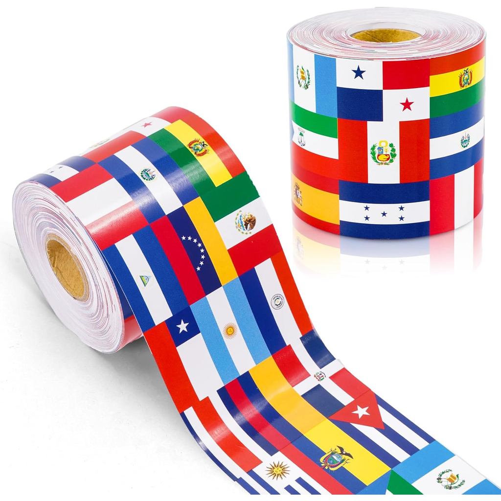 FYSUIMU 65,6 Pés Borda Decorativa Recortada para Painel de Avisos do Mês da Herança Hispânica, Bandeira Latino-Americana