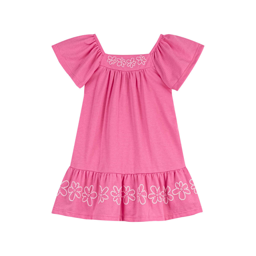 Vestido Infantil Menina Babados Com Flores Elian Rosa