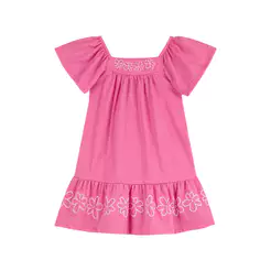 Vestido Infantil Menina Babados Com Flores Elian Rosa