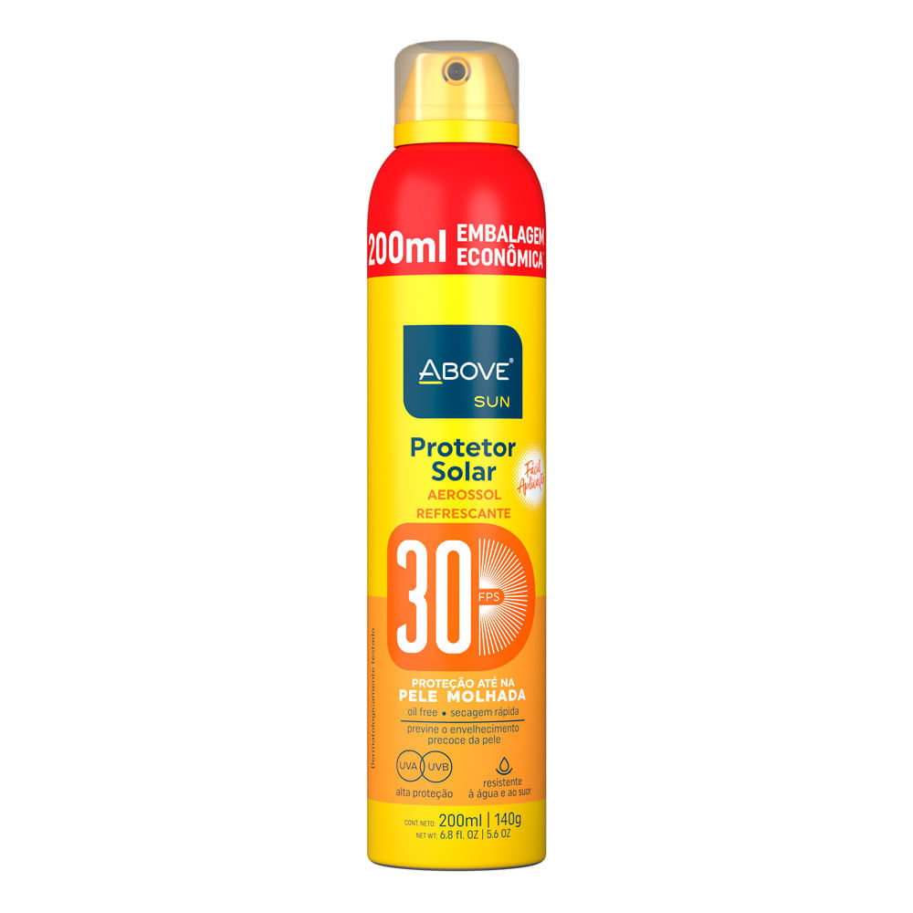 Protetor Solar Above Sun Aerossol Refrescante FPS 30 200ml Embalagem Econômica