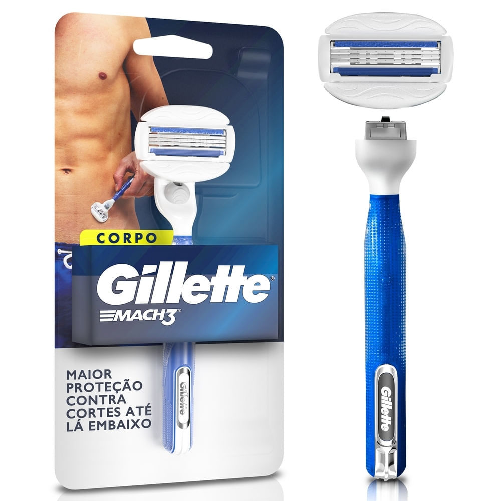 Gillette Mach3 Corpo Aparelho de Depilação Corporal com Barras Umectantes e 1 Carga