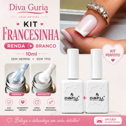 Kit Perfeito Francesinha Renda + Branco - Esmalte em Gel -10 ml cada - Dafu - Secagem UV