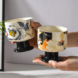 Taça alta para sorvete, de cerâmica, para meninas, taça para vinho doce, alto valor estético, design de luxo leve, exclu